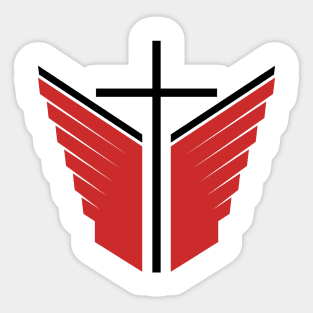 Cross of Jesus Christ and wings - a symbol of the Spirit Sticker